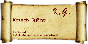 Kotsch György névjegykártya